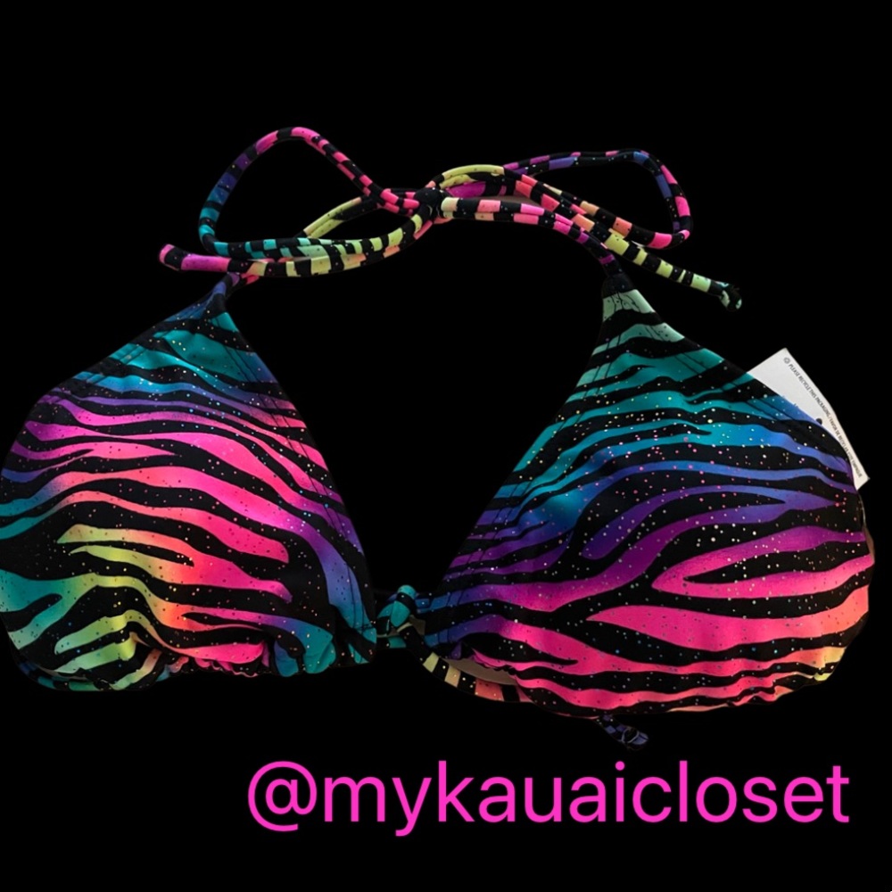 NWT Vibrant colored bikini top Zebra stripes